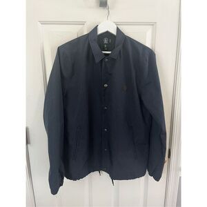 Volcom Navy Blue Snap Up Coaches Jacket Water Resistant sz S NWOT